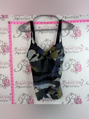 Lole tankini top camo camouflage Olive, Black & Blue Printed Swim Tankini Top